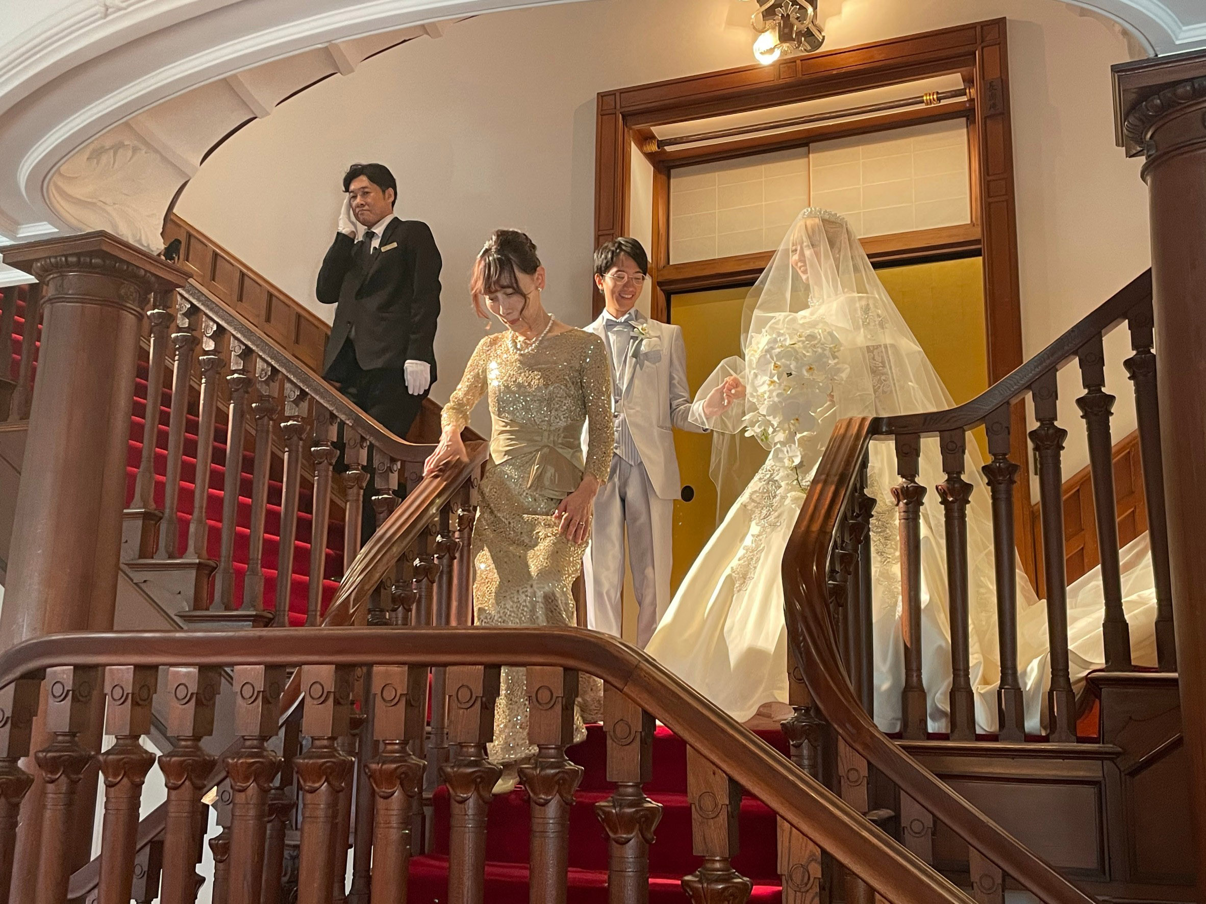 実際の結婚式 母親 フォーマルドレスL021ゴールド